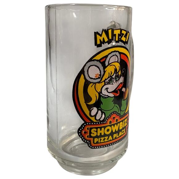 VTG 1980s Showbiz Pizza Place MITZI Character Glass Pilsner Mug Drinkware 12 OZ - Picture 10 of 15